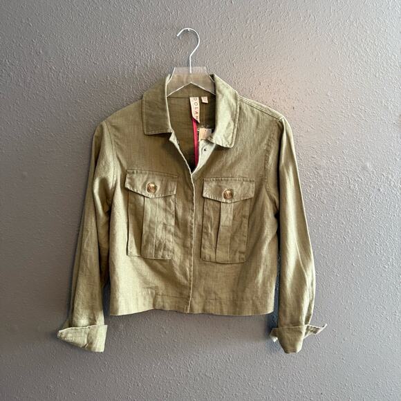 Anthropologie Dolan NWT 100% Linen Crop Utility Jacket Size XXS - Picture 3 of 8